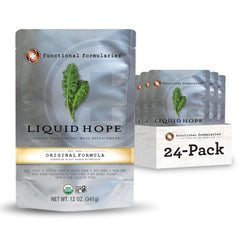 Functional Formularies Liquid Hope front bottle showing label and organic benefits