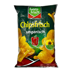 Funny-Frisch close-up of paprika chip texture highlighting crispness and visible seasoning for flavor appeal