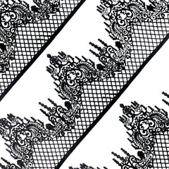 FUNSHOWCASE front view of black edible lace pack showing 10 pieces and length benefit