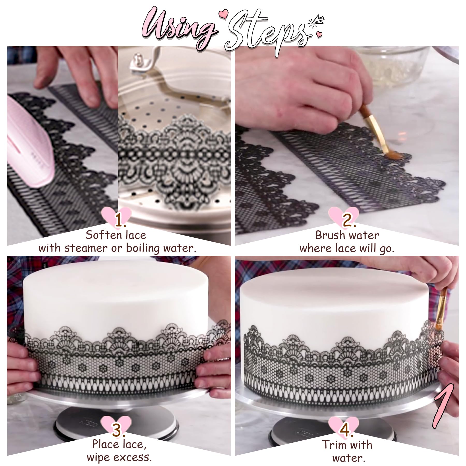 FUNSHOWCASE cutting and shaping lace with scissors for custom-fit decorative pieces