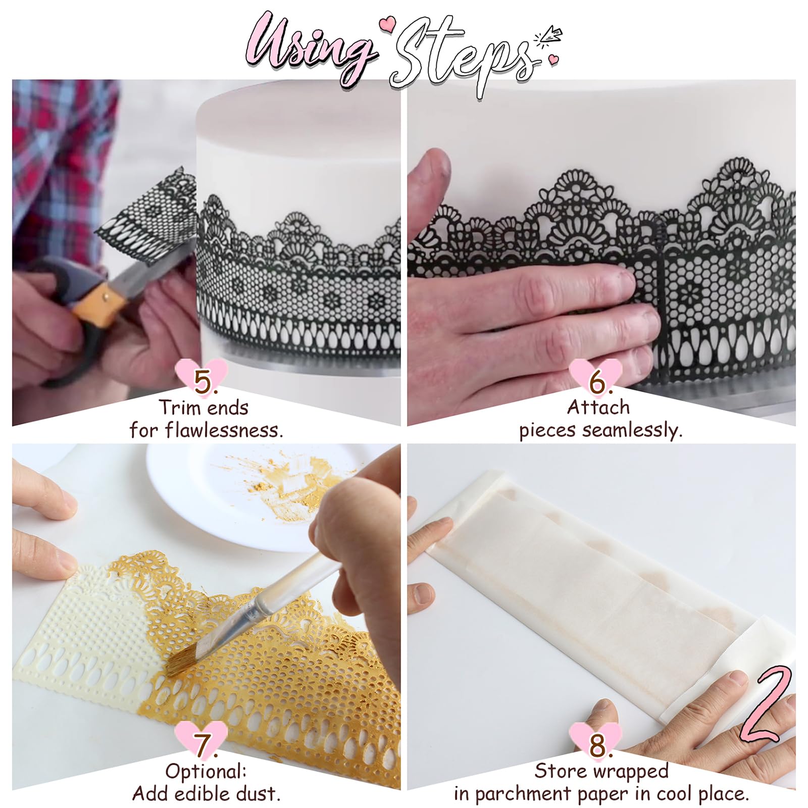 FUNSHOWCASE lace dusted with pearl powder for a subtle shimmering finish