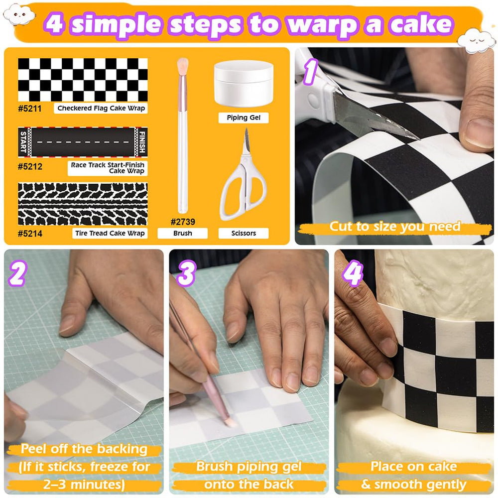 FUNSHOWCASE cupcake board lined with tile wrap border for cohesive dessert display