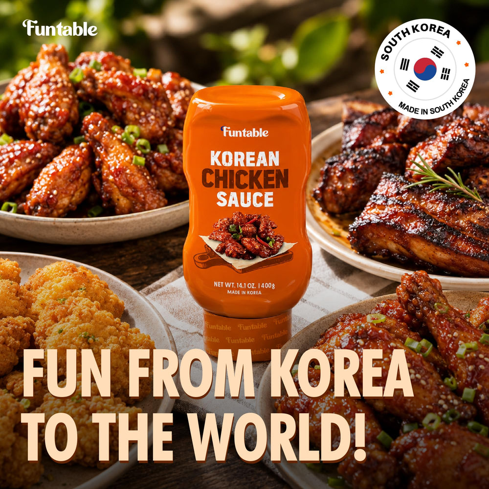 Funtable sauce glazed on fried chicken, enhances crispiness and flavor