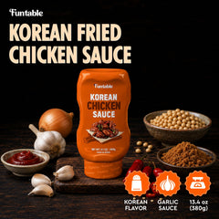 Funtable sauce pouring close-up, shows thick texture and glossy finish