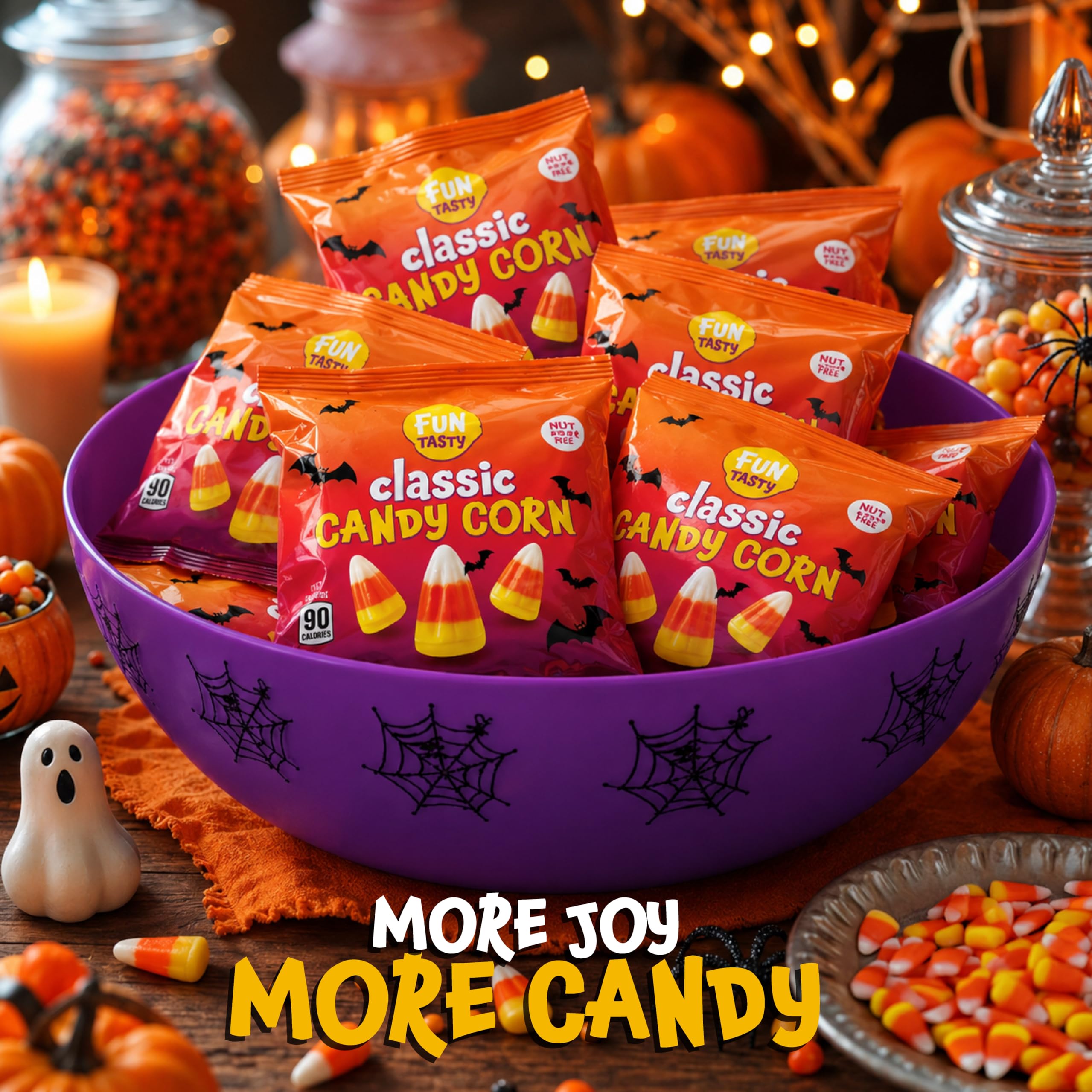 FUNTASTY candy corn in a festive bowl for Halloween parties and decoration