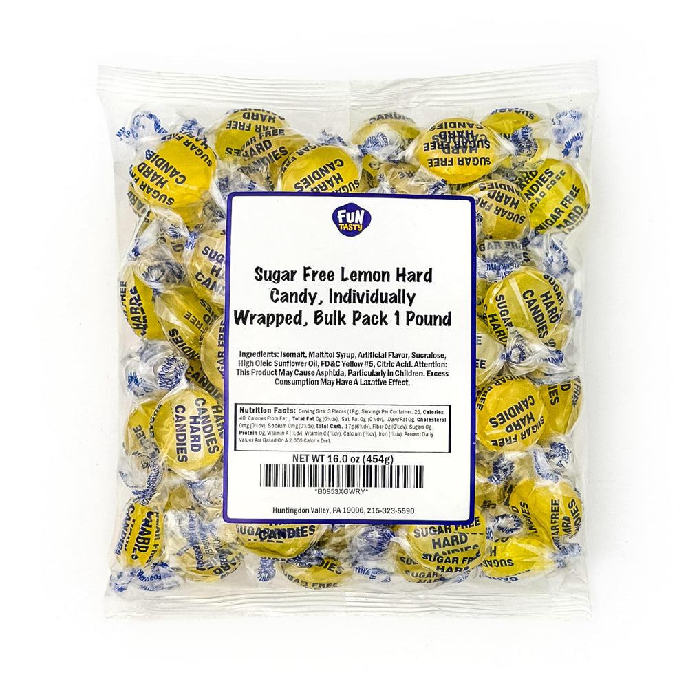 FUNTASTY front packaging showing one-pound lemon drops, convenient bulk supply