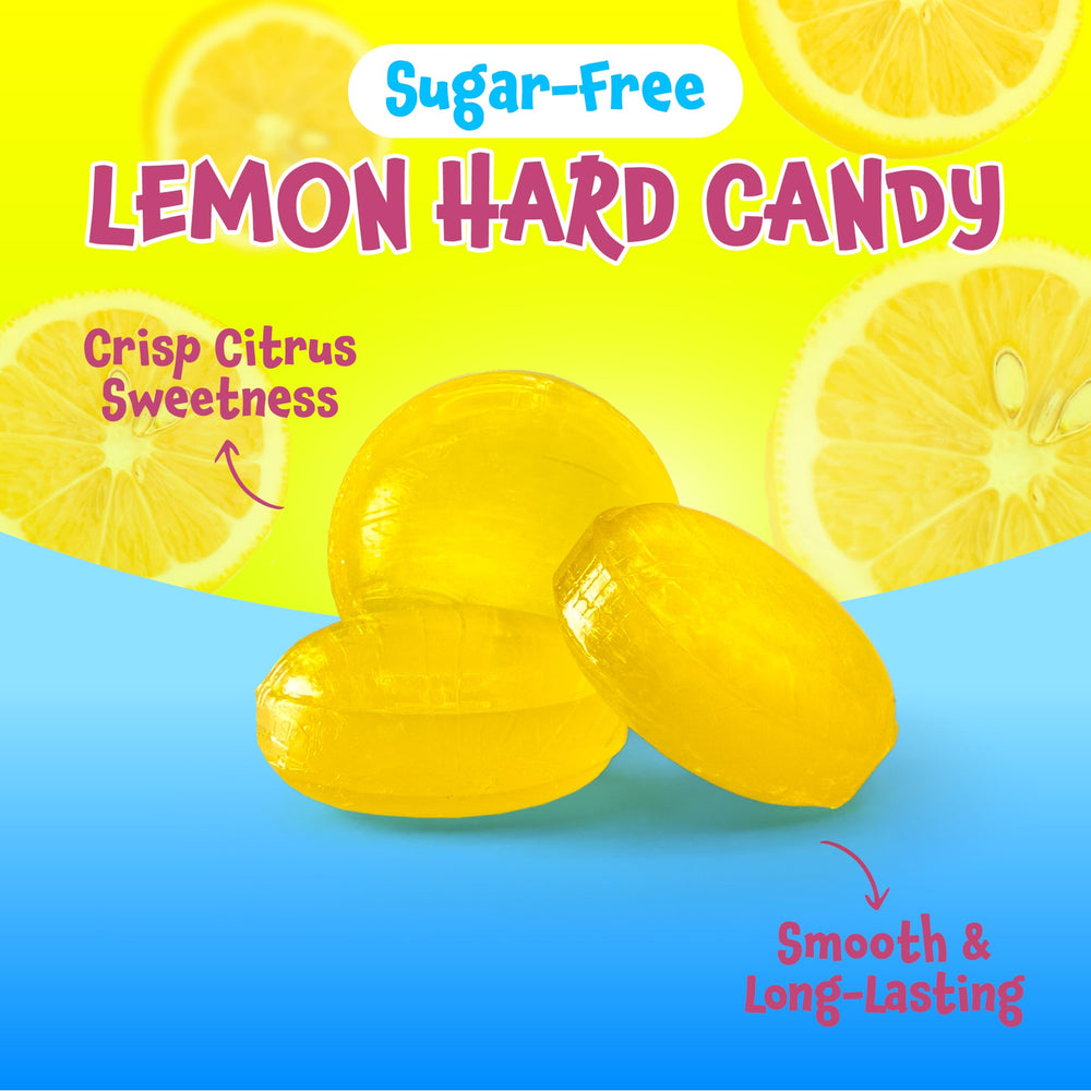 FUNTASTY lemon drop held in hand for scale, pocket-sized convenience