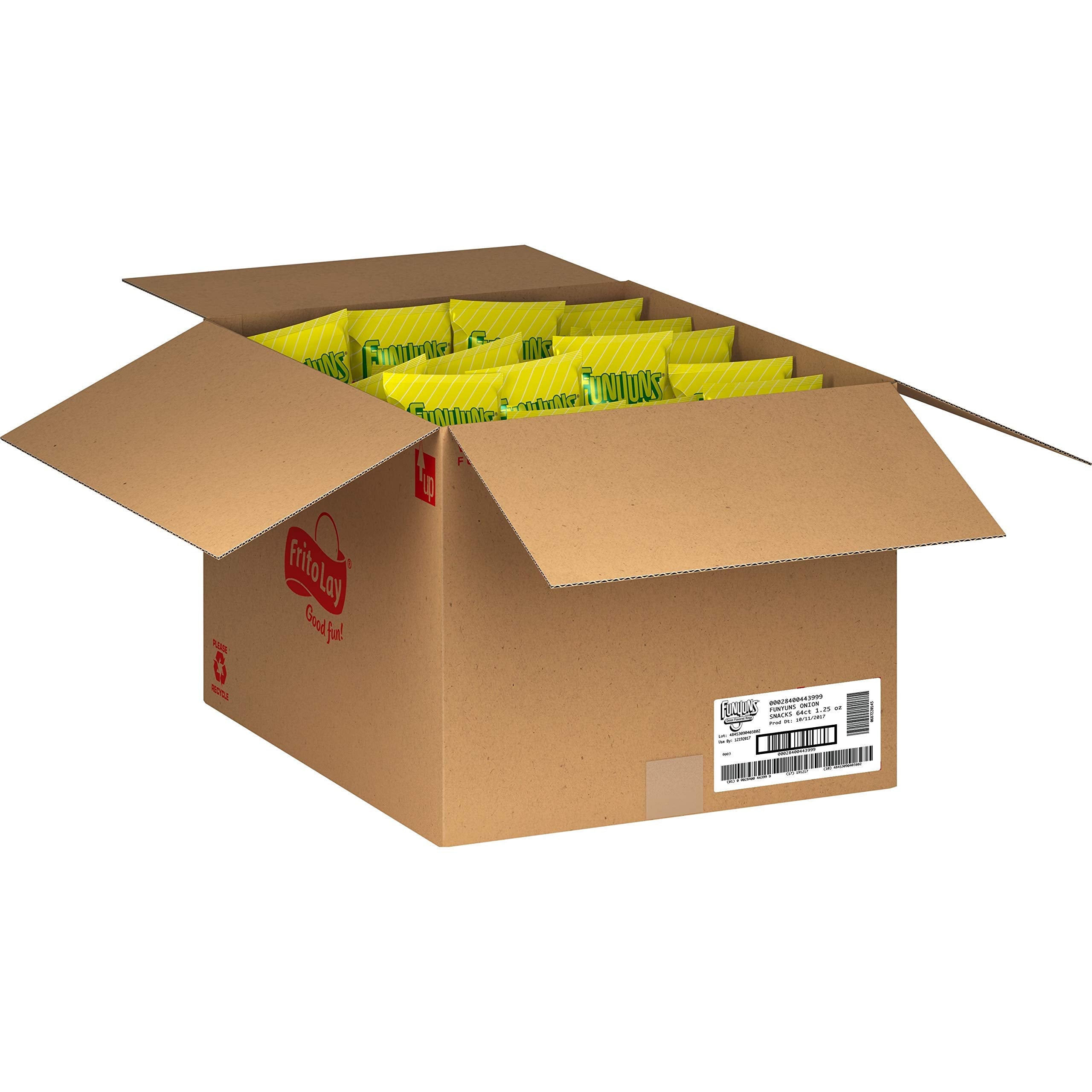 Funyuns open bag with rings visible, brand freshness and portability