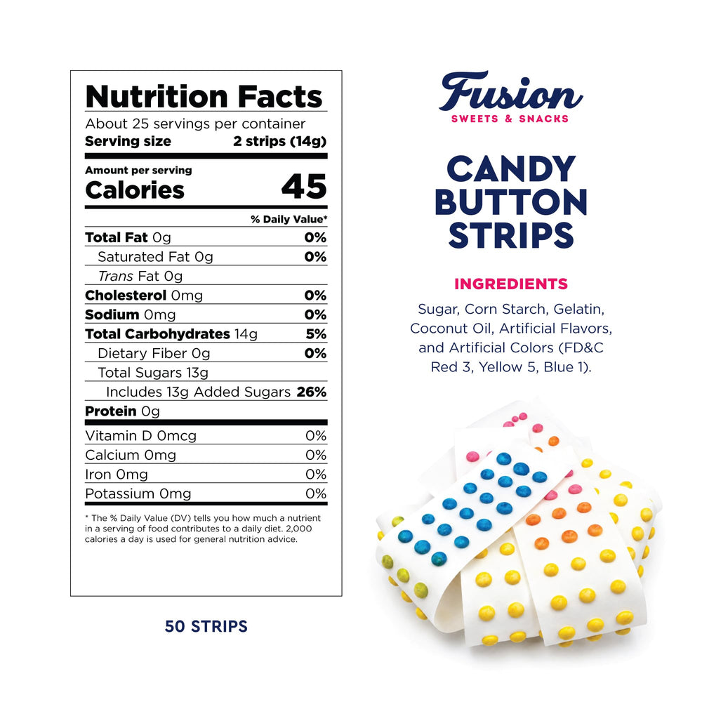 Fusion Sweets And Snacks close-up of candy dots highlighting fruit flavors
