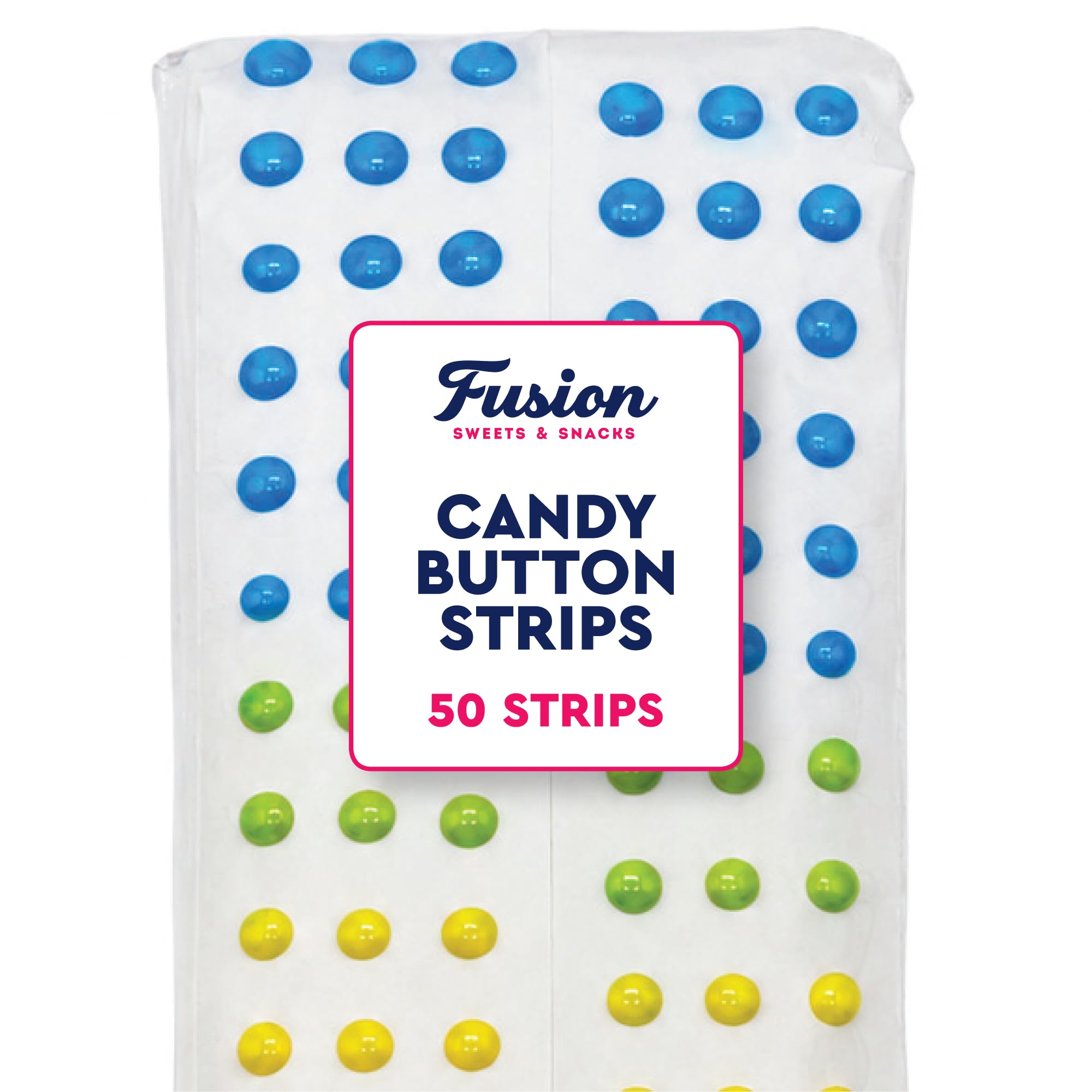 Fusion Sweets And Snacks single paper strip with candy buttons for easy snacking