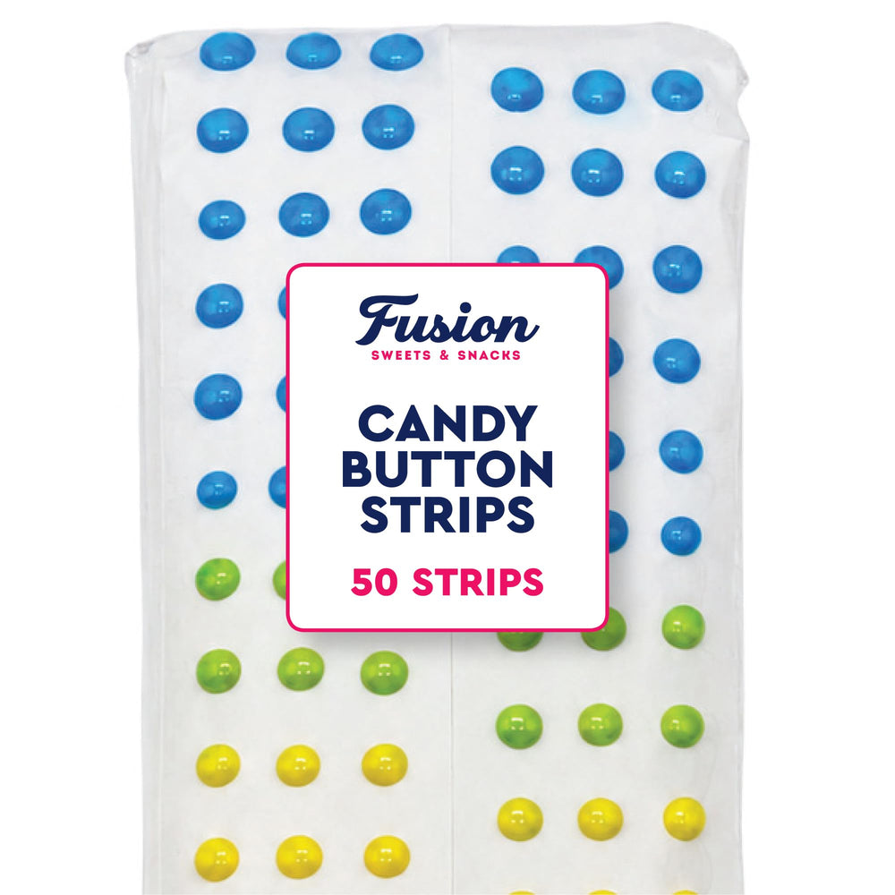 Fusion Sweets And Snacks single paper strip with candy buttons for easy snacking