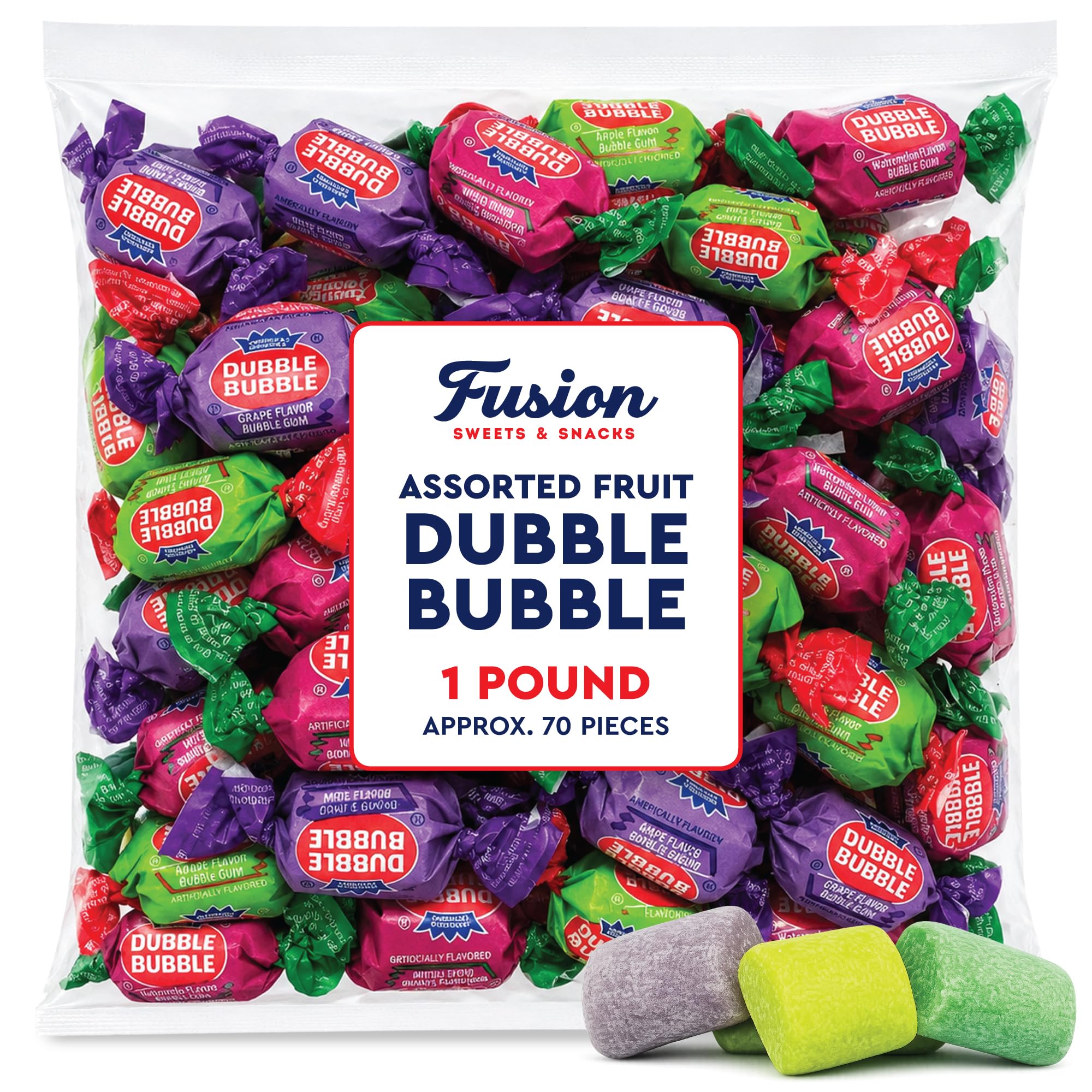 Fusion Sweets And Snacks closeup of gum texture, soft chewability highlighted