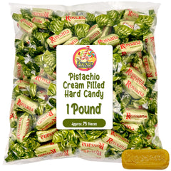 Fusion Sweets And Snacks unwrapped Rossana piece revealing creamy pistachio center benefit: visible texture