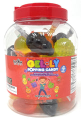 FUSION SELECT jar front view showing colorful fruit-shaped jellies and resealable lid