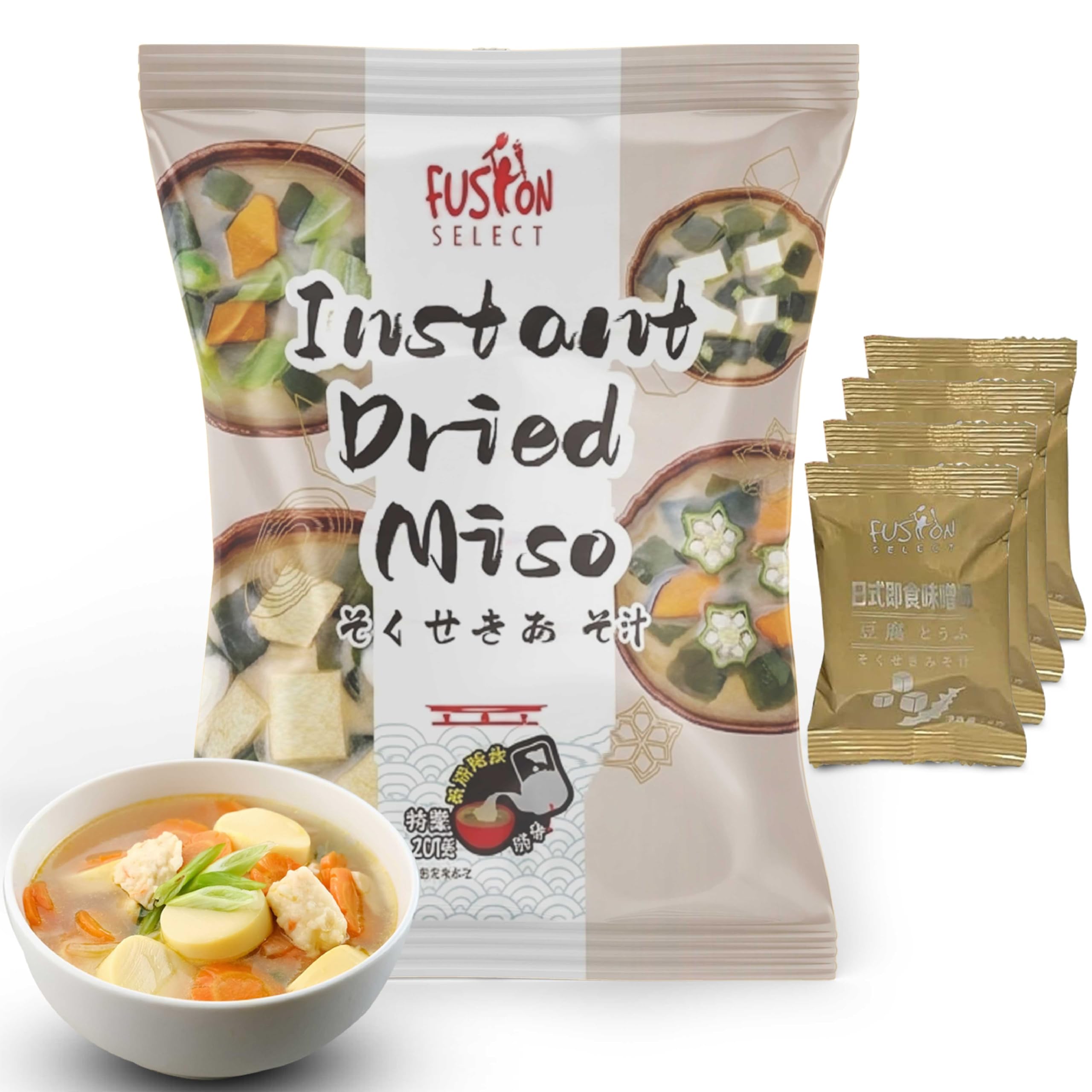 Fusion Select front packet showing branding and instant soup convenience