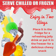 FUSION SELECT frozen jelly pieces on plate demonstrating firmer chewy texture