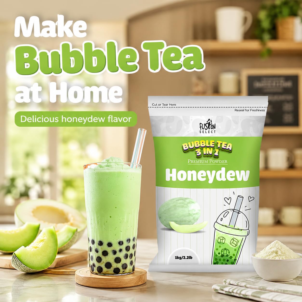 Fusion Select frappe in blender capturing creamy blended texture and ready-to-serve appeal