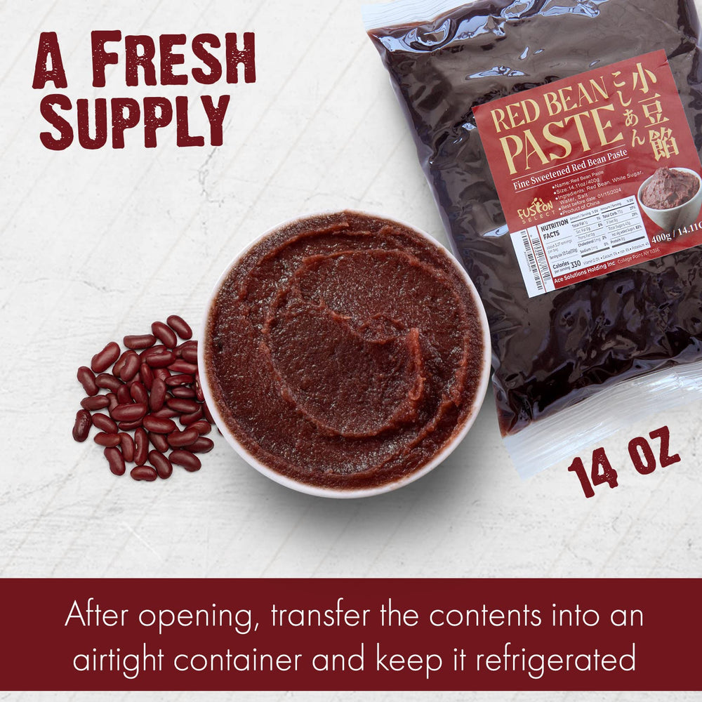Fusion Select texture close-up of smooth adzuki paste, highlights spreadable consistency