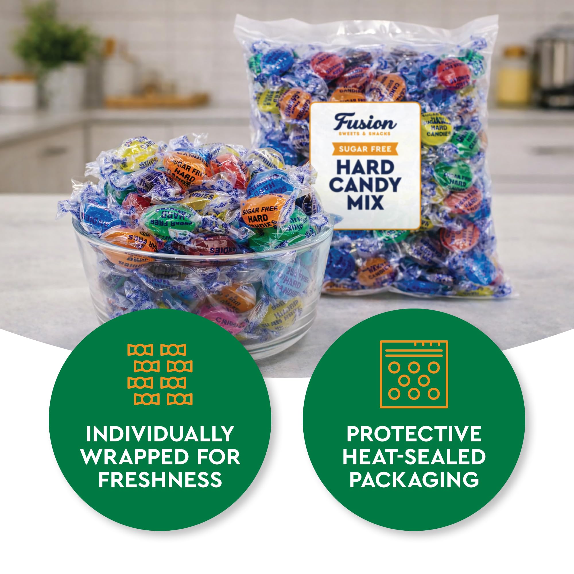 Fusion Sweets And Snacks close-up texture detail demonstrating glossy hard candy finish