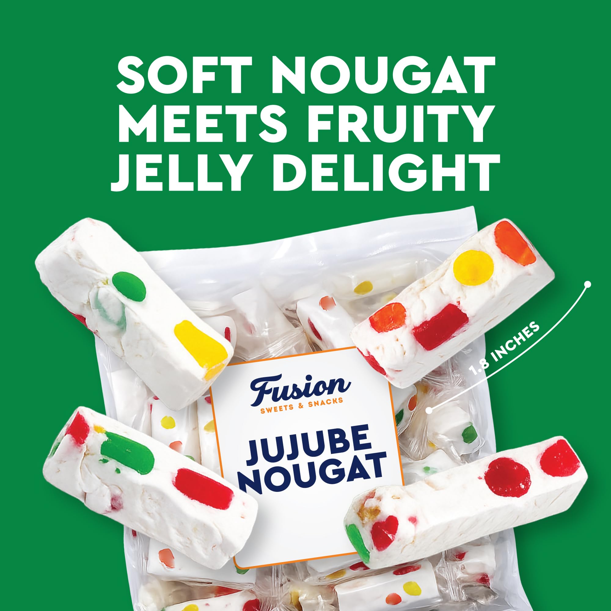 Fusion Sweets And Snacks close-up of nougat texture highlighting soft chew appeal