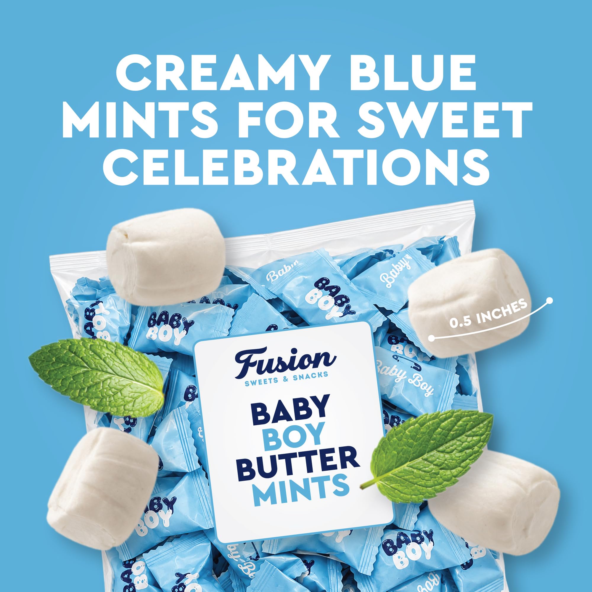 Fusion Sweets And Snacks unwrapped mint texture close-up, shows creamy buttery surface appeal