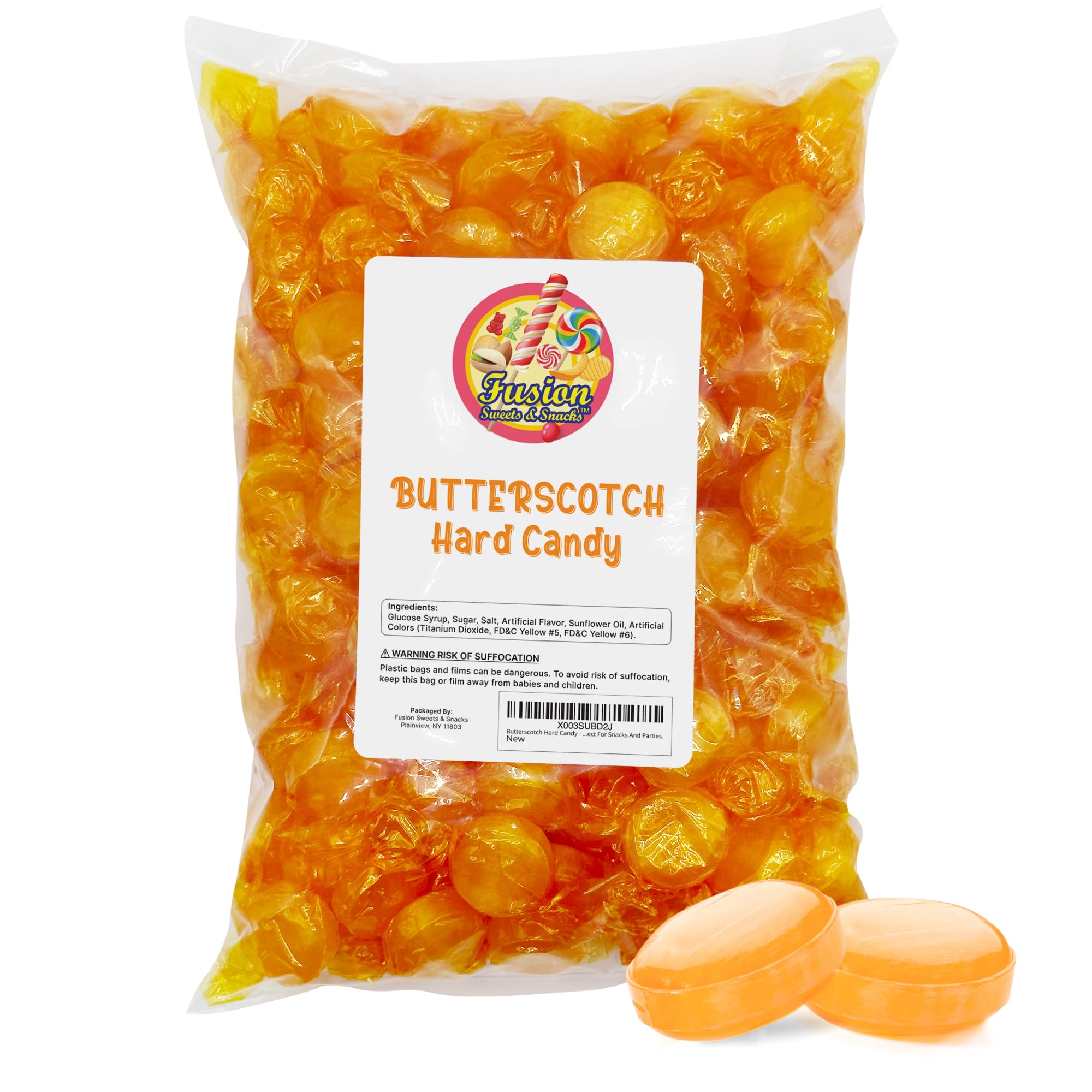 Fusion Sweets front packaging showing bulk 2 lb bag and branding benefit convenience