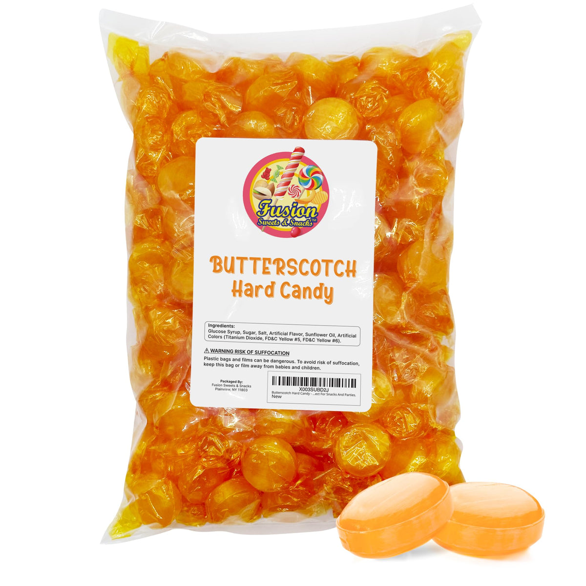 Fusion Sweets front packaging showing bulk 2 lb bag and branding benefit convenience