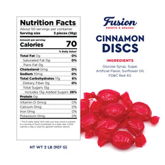 Fusion Sweets close-up of an individually wrapped cinnamon disc highlighting convenience