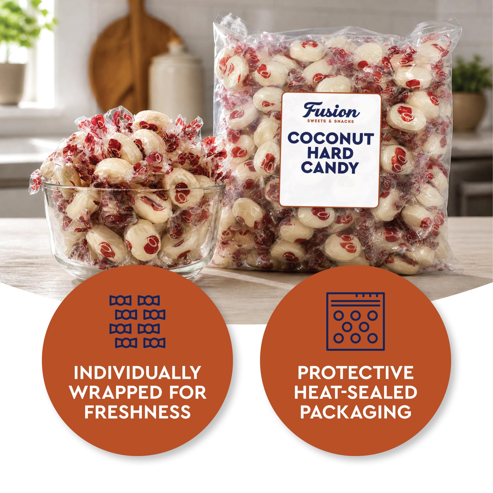 Fusion Sweets And Snacks candy in hand showing size and portion control