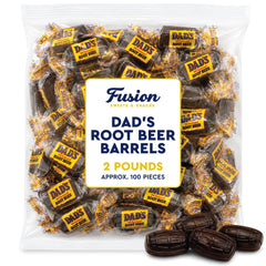 Fusion Sweets close-up of individually wrapped Dad's Root Beer Barrels preserving freshness