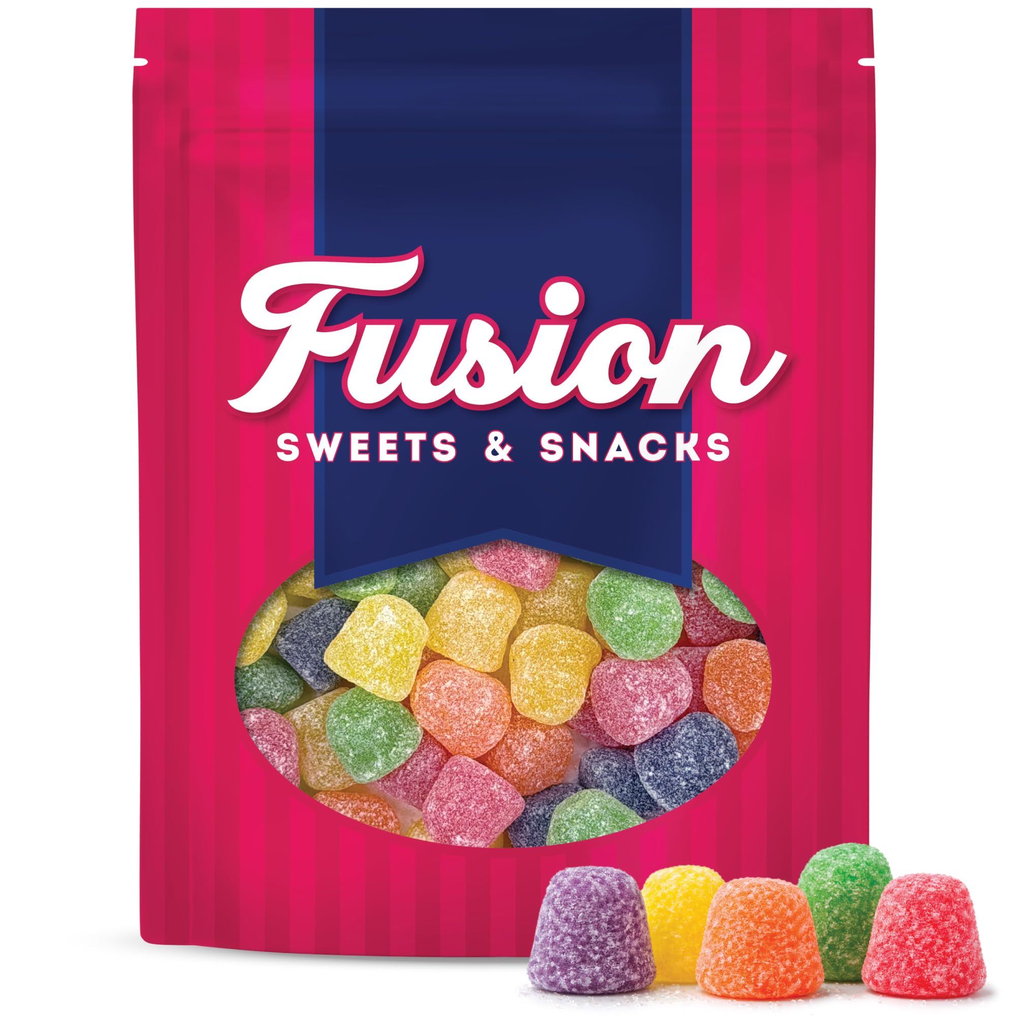 Fusion Sweets And Snacks close-up of gumdrop texture highlighting soft chew and sugary coating