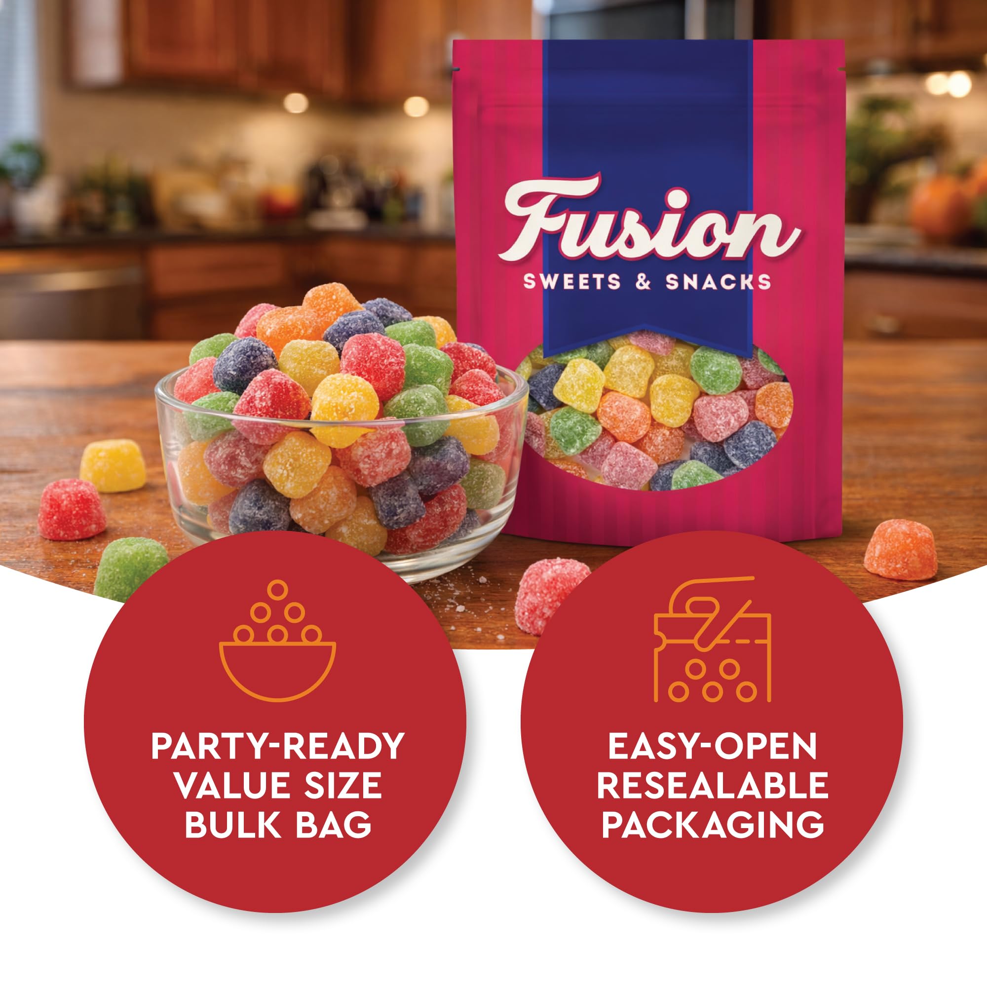 Fusion Sweets And Snacks gum drops used as cupcake toppers adding bright decorations