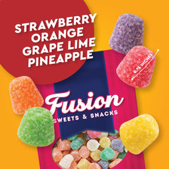 Fusion Sweets And Snacks gum drops in a colorful party bowl ready for serving and sharing