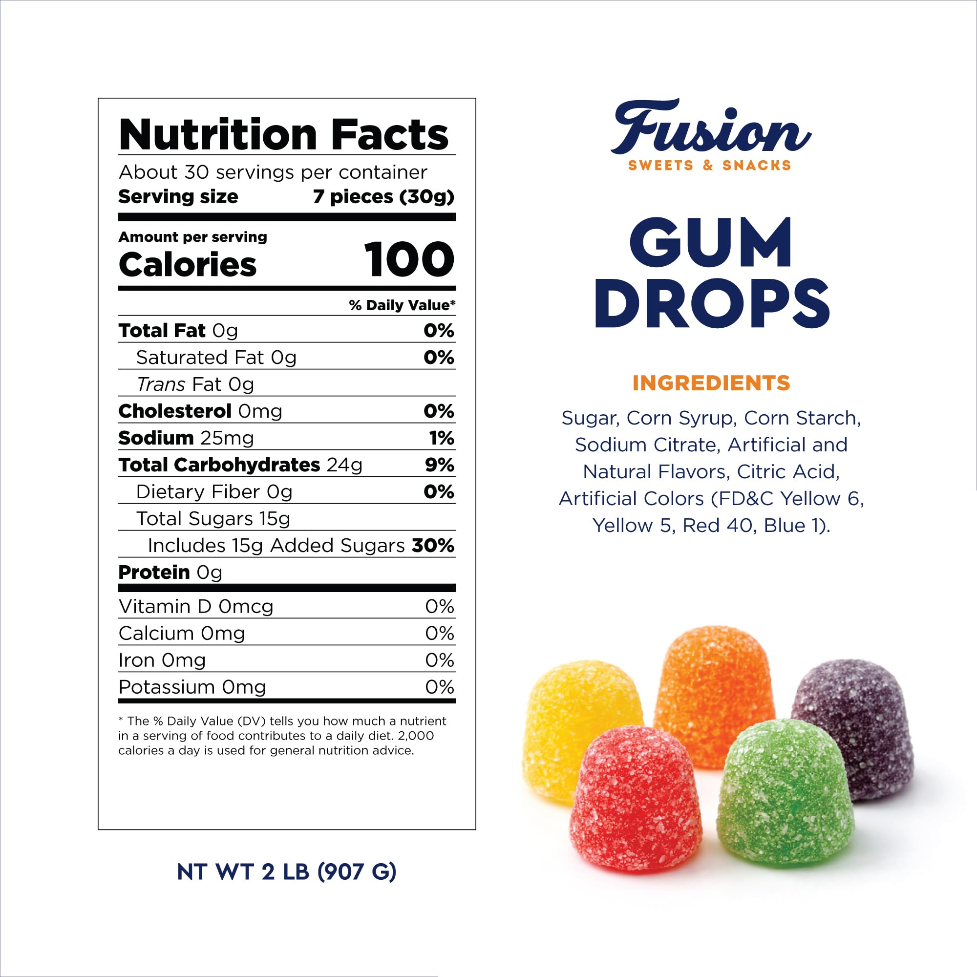 Fusion Sweets And Snacks gum drop in hand showing size for portion control and display