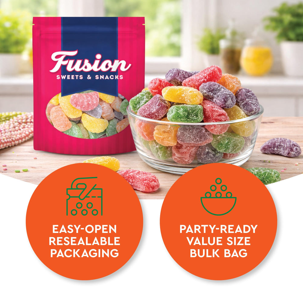 Fusion Sweets handful demonstrating portion size and easy snacking convenience