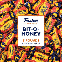 Fusion Sweets front packaging of 3 lb bag shows brand and honey flavor benefit portioning