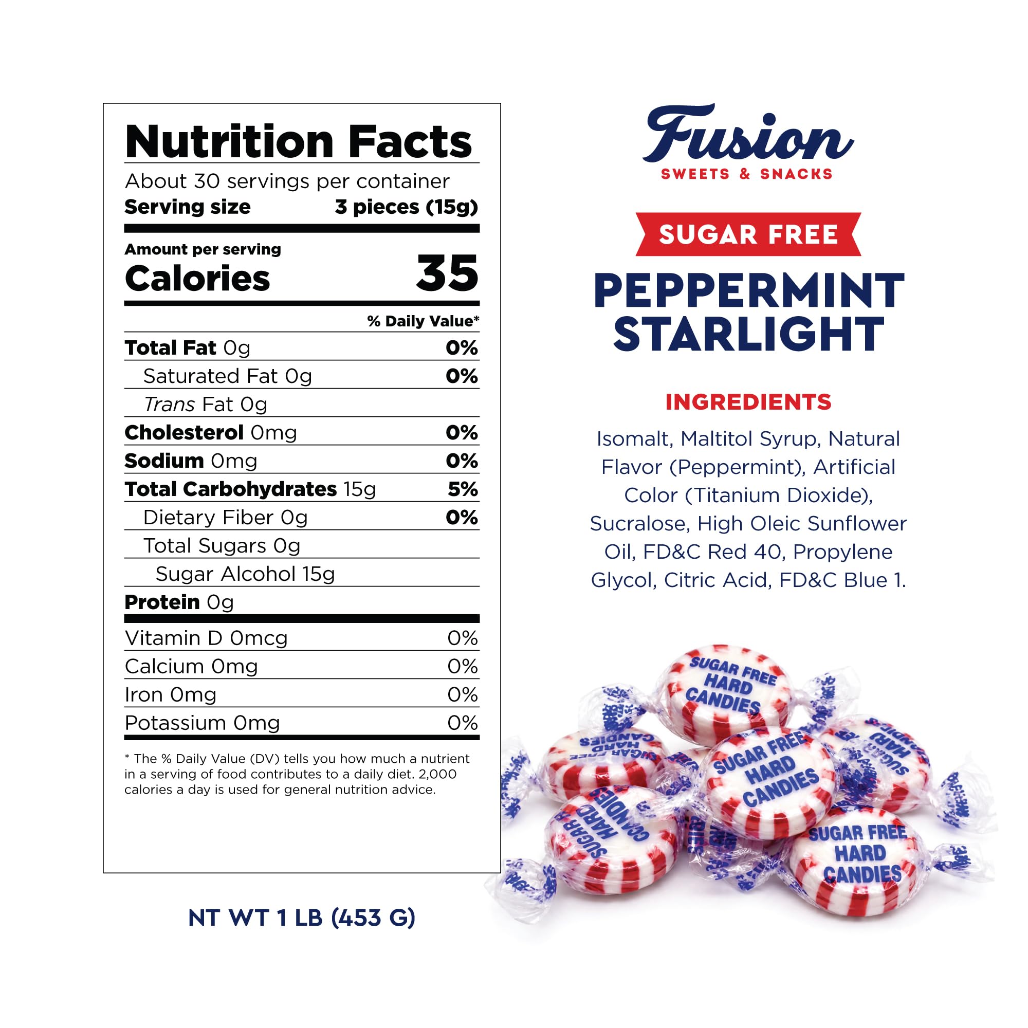 Fusion Sweets close-up of individually wrapped mints highlighting convenience