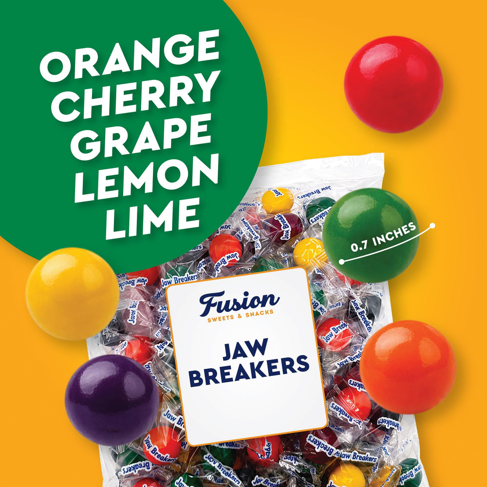 Fusion Sweets And Snacks jawbreaker next to a ruler to show size and layer detail for portion expectations