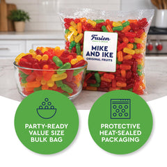 Fusion Sweets Mike and Ike close-up of chewy texture highlighting soft chew