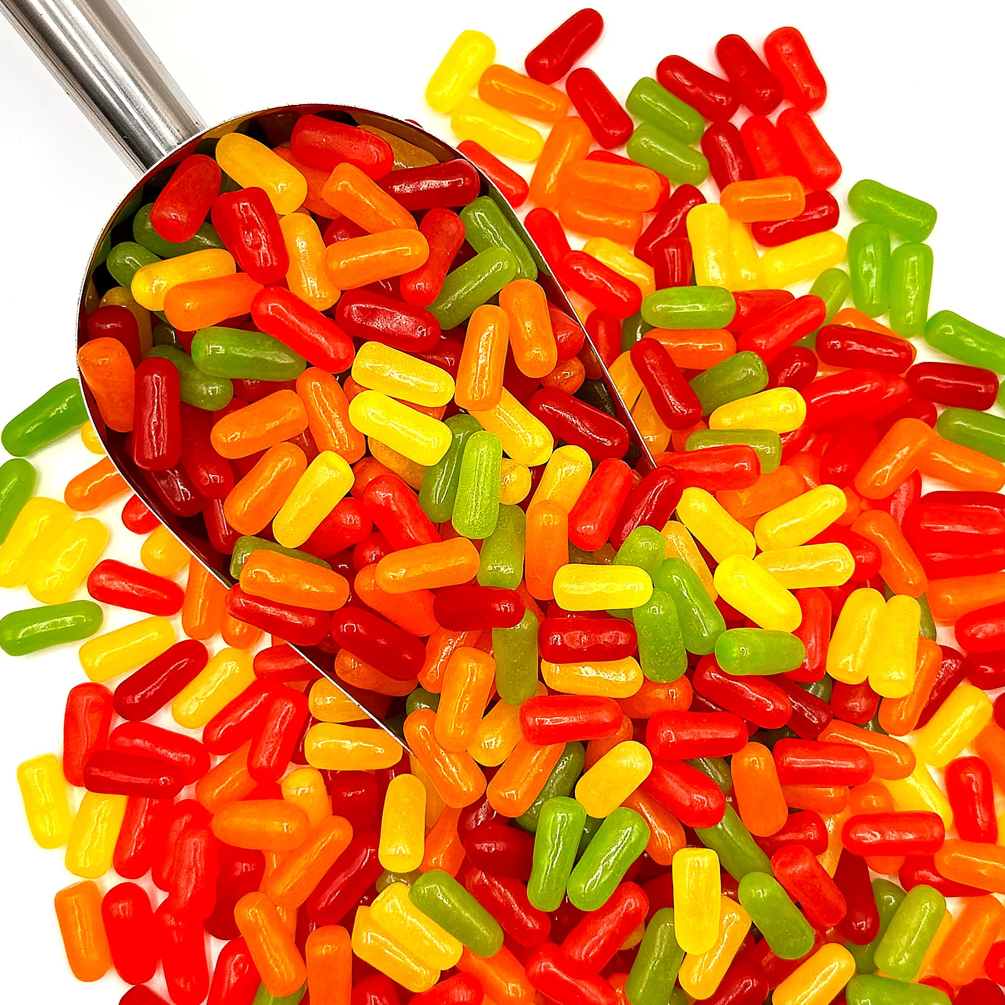 Fusion Sweets Mike and Ike arranged by color showing five fruit flavor variety