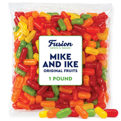 Fusion Sweets Mike and Ike open bag spilling candies for grab-and-share appeal