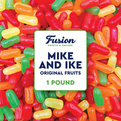 Fusion Sweets Mike and Ike front packaging shows brand and fresh bulk benefits