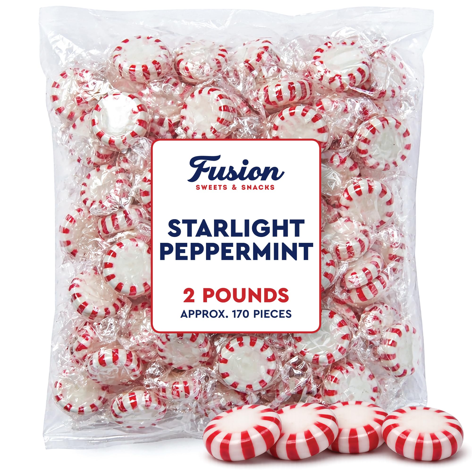 Fusion Sweets And Snacks close-up of individually wrapped mints highlighting freshness