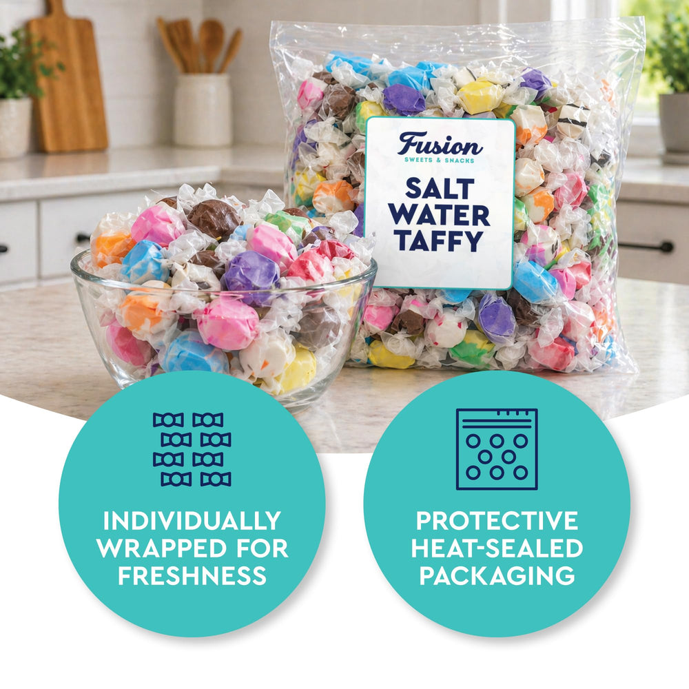 Fusion Sweets And Snacks labeled flavor assortment showing variety for sharing