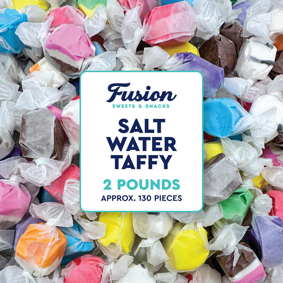 Fusion Sweets And Snacks front packaging showing 2-pound bag and branding benefits