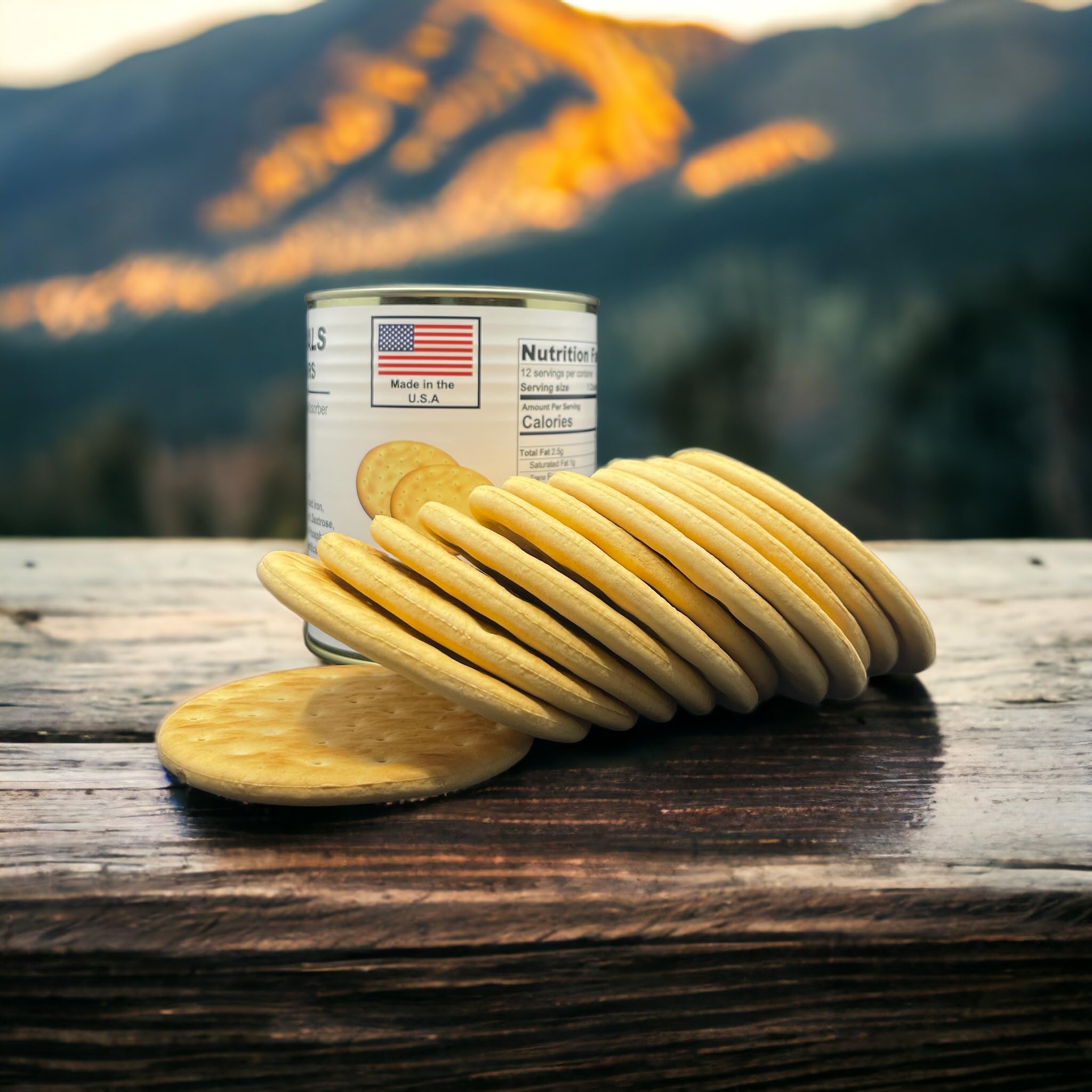 Future Essentials opened can with 12 crackers showing ready-to-eat convenience