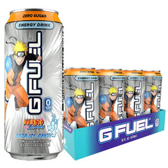 G Fuel front can showing Naruto branding and lemon lime flavor benefit focus