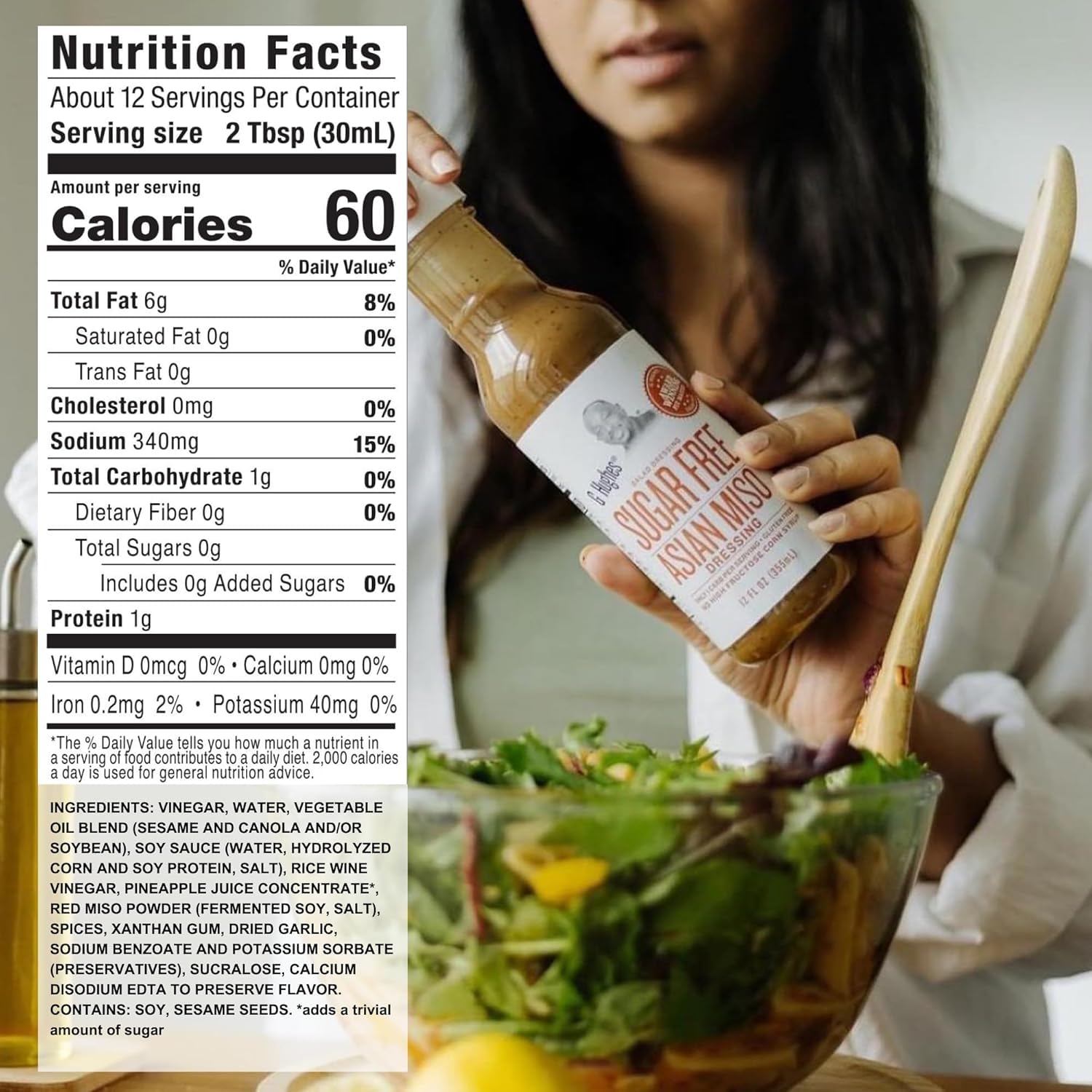 G Hughes label close-up displaying ingredients and sugar-free benefit