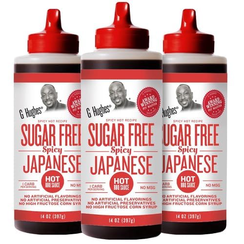 G Hughes front label view showing bold spicy Japanese BBQ branding and bottle benefit