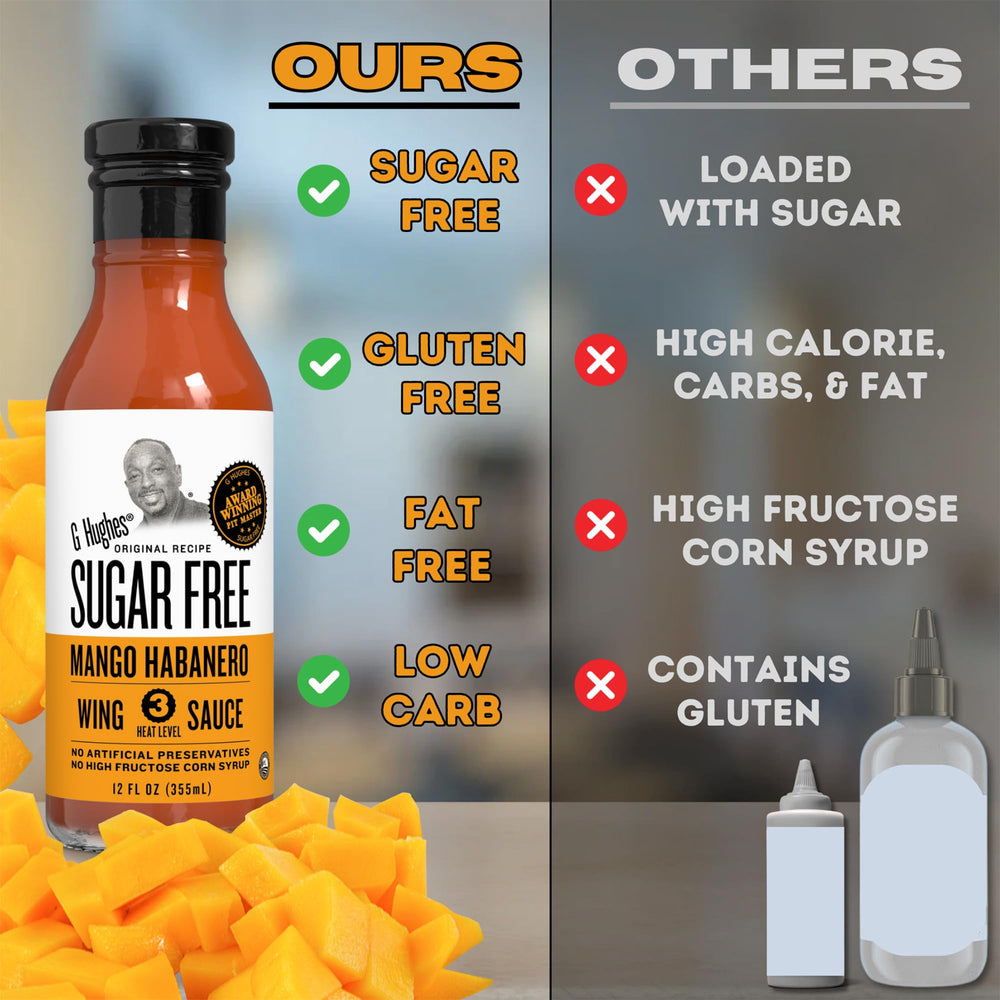 Ingredients and nutrition view on G Hughes bottle showing zero added sugar and preservative-conscious formulation